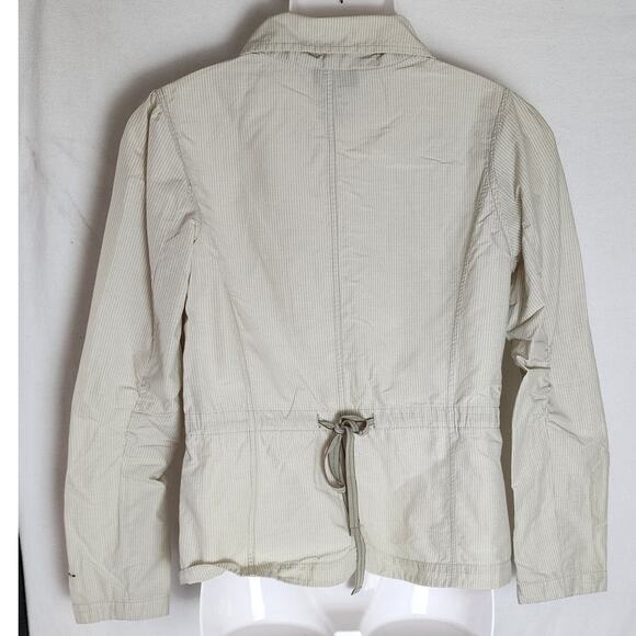 Columbia Omni Shade Lightweight Tan and White striped Women's Jacket Size Medium - Picture 2 of 16